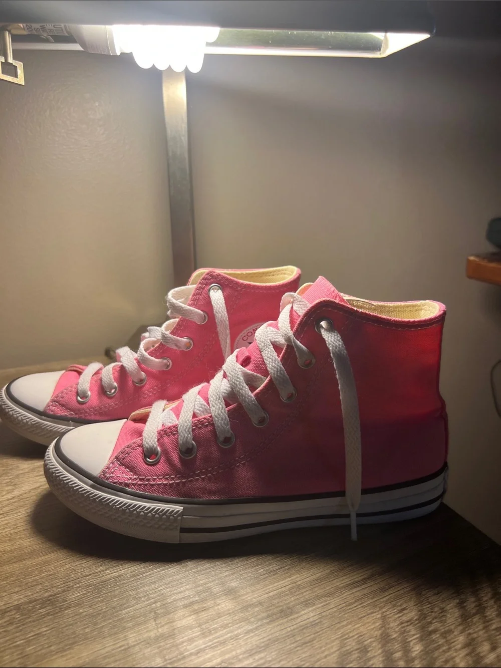 Converse Pink High-Top Canvas Sneakers with White Laces